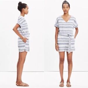 Madewell Perimeter Striped Linen Romper small